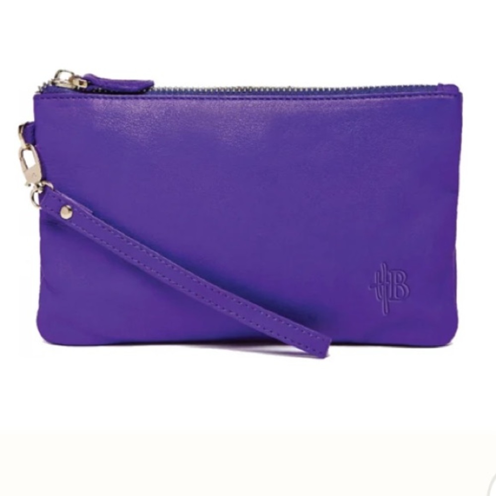 Mighty Purse Charge on the Go Icy Purple Genuine Leather Wristlet Clutch Purse